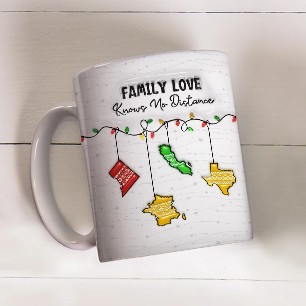 Family Love Knows No Distance - Personalized Custom 3D Inflated Effect Mug - Image 2