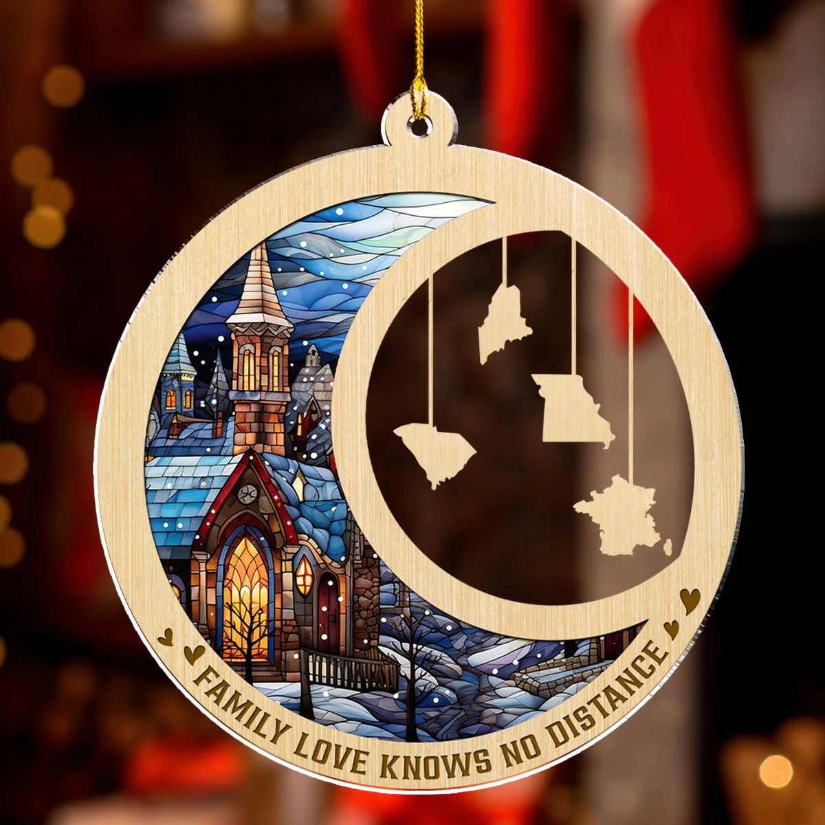 Family Love Knows No Distance Ver 2 - Personalized Custom Acrylic Ornament - Image 3