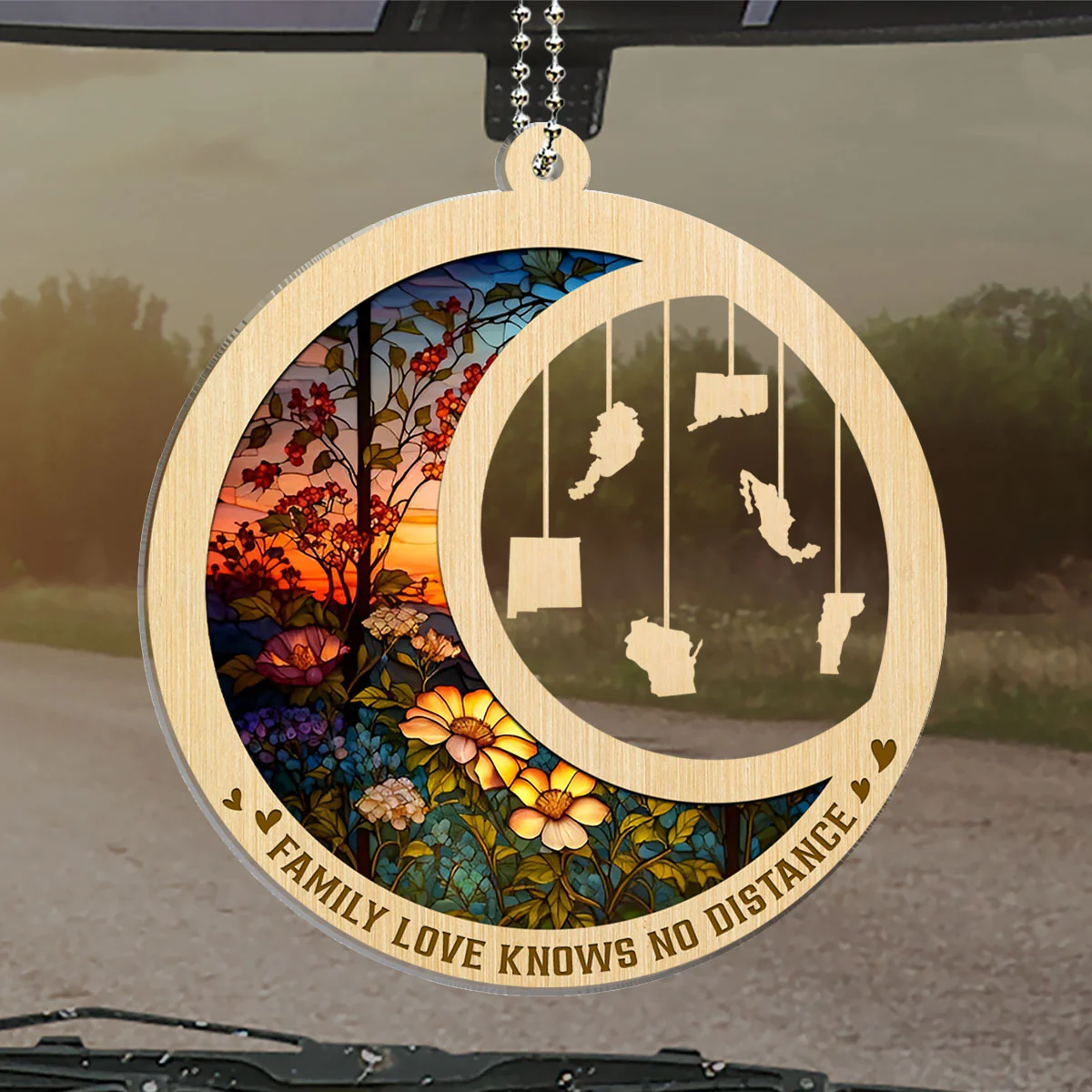 Family Love Knows No Distance Ver 2 - Personalized Custom Car Ornament - Image 4