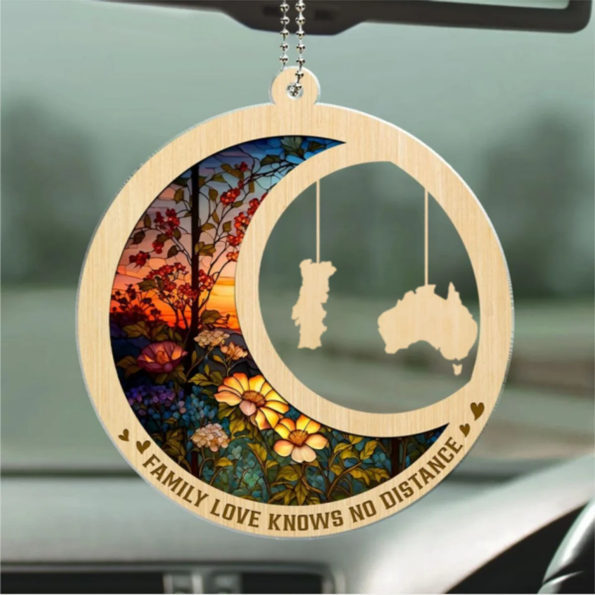 Family Love Knows No Distance Ver 2 - Personalized Custom Car Ornament - Image 5