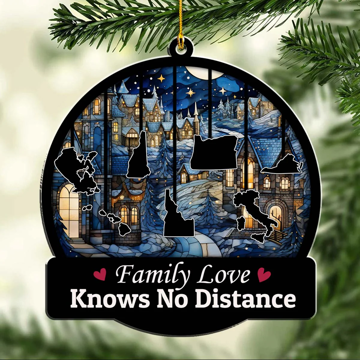 Family Love Knows No Distance Ver 3 - Personalized Custom Acrylic Ornament - Image 3