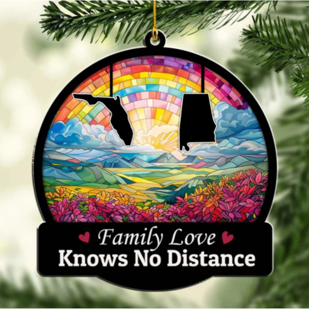Family Love Knows No Distance Ver 3 - Personalized Custom Acrylic Ornament - Image 5