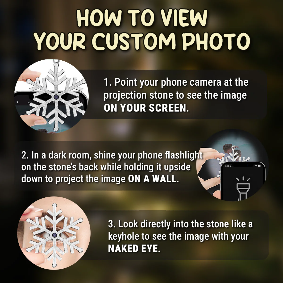 Family Love - Personalized Custom Photo Snowflake Projection Ornament - Image 5