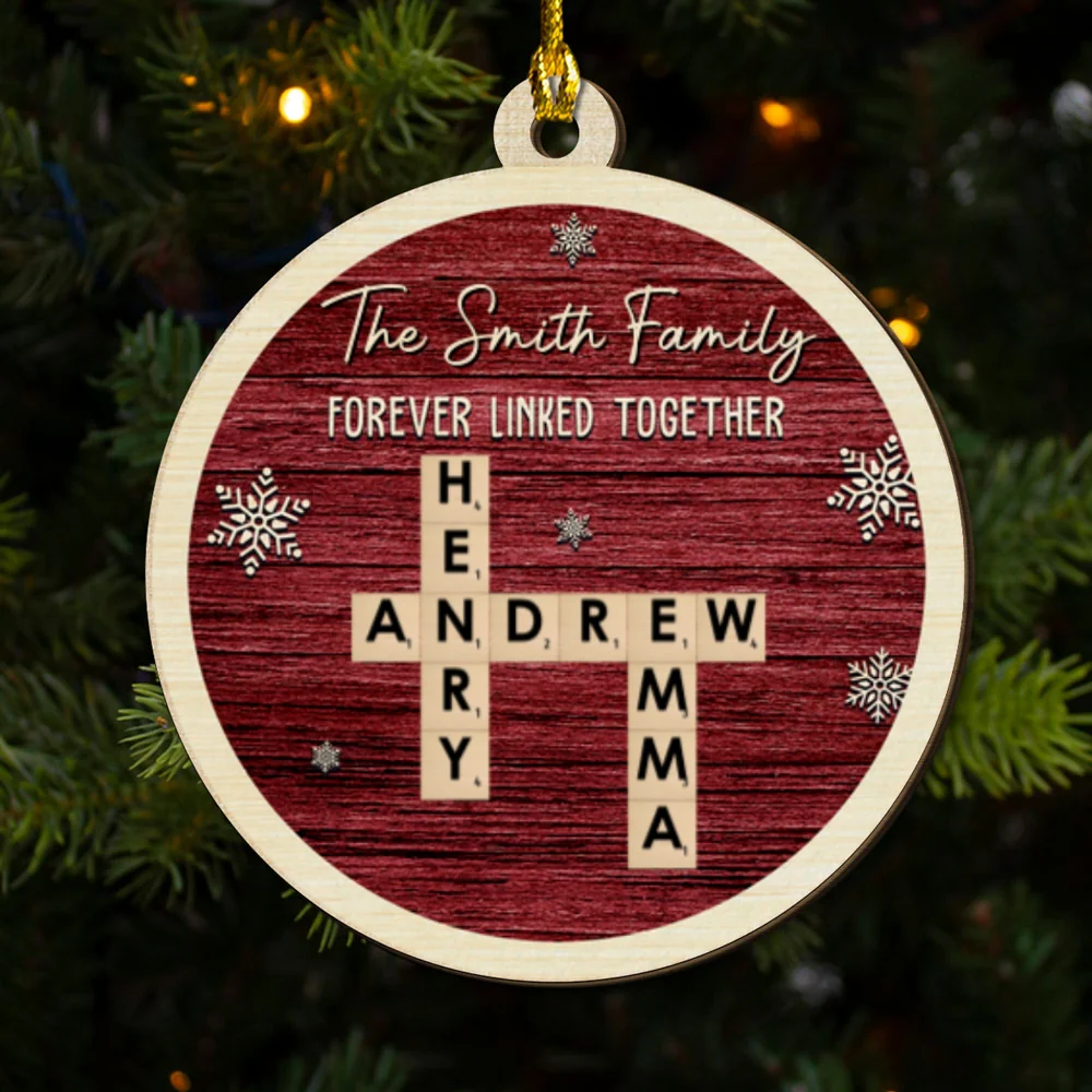 Family Name Scrabble - Personalized Custom 2-layered Wood Ornament - Image 6