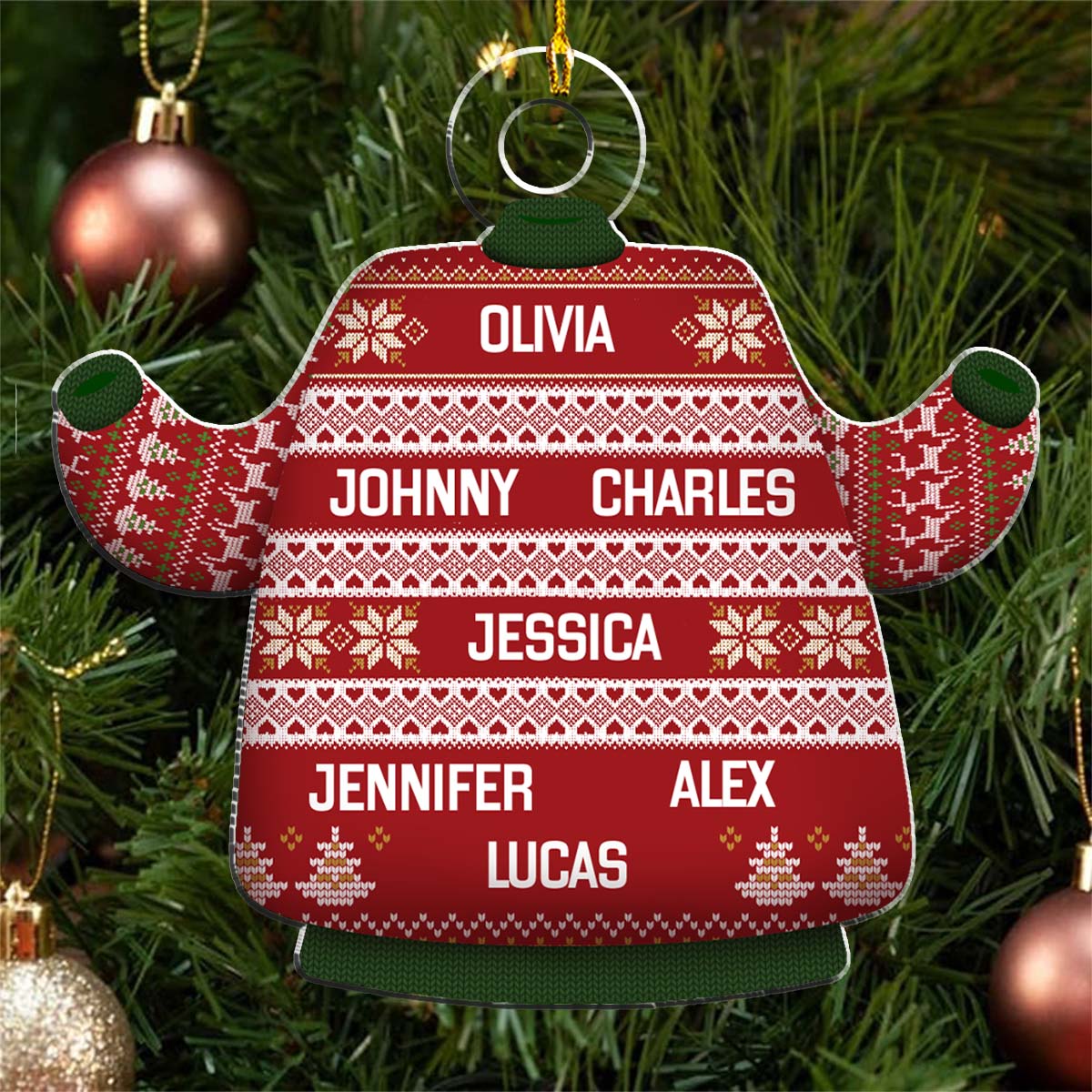 Family Names Festive - Personalized Custom Acrylic Ornament - Image 4