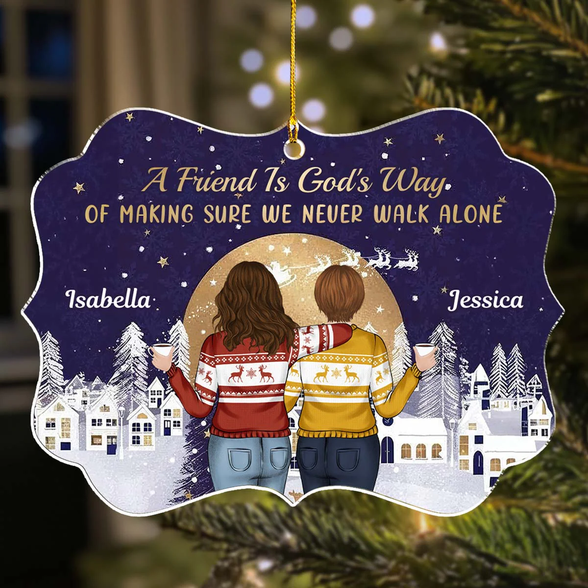 Family Never Walk Alone - Personalized Custom Acrylic Ornament - Image 2