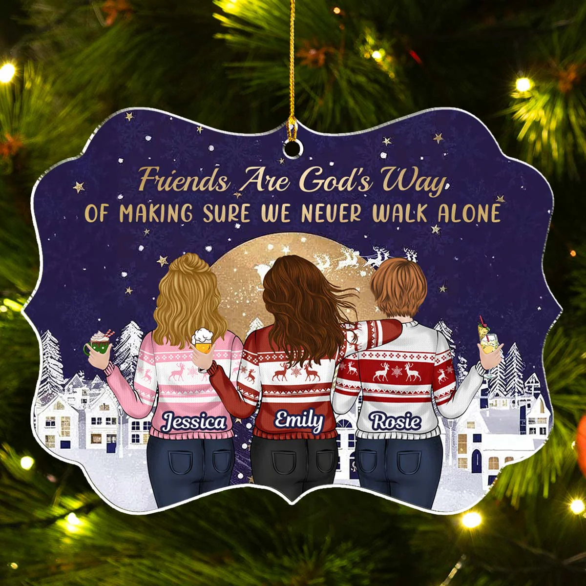 Family Never Walk Alone - Personalized Custom Acrylic Ornament - Image 4