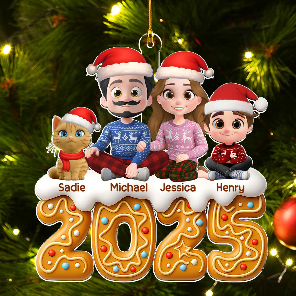 Family Of The Year Cat Version - Personalized Custom Acrylic Ornament - Image 3