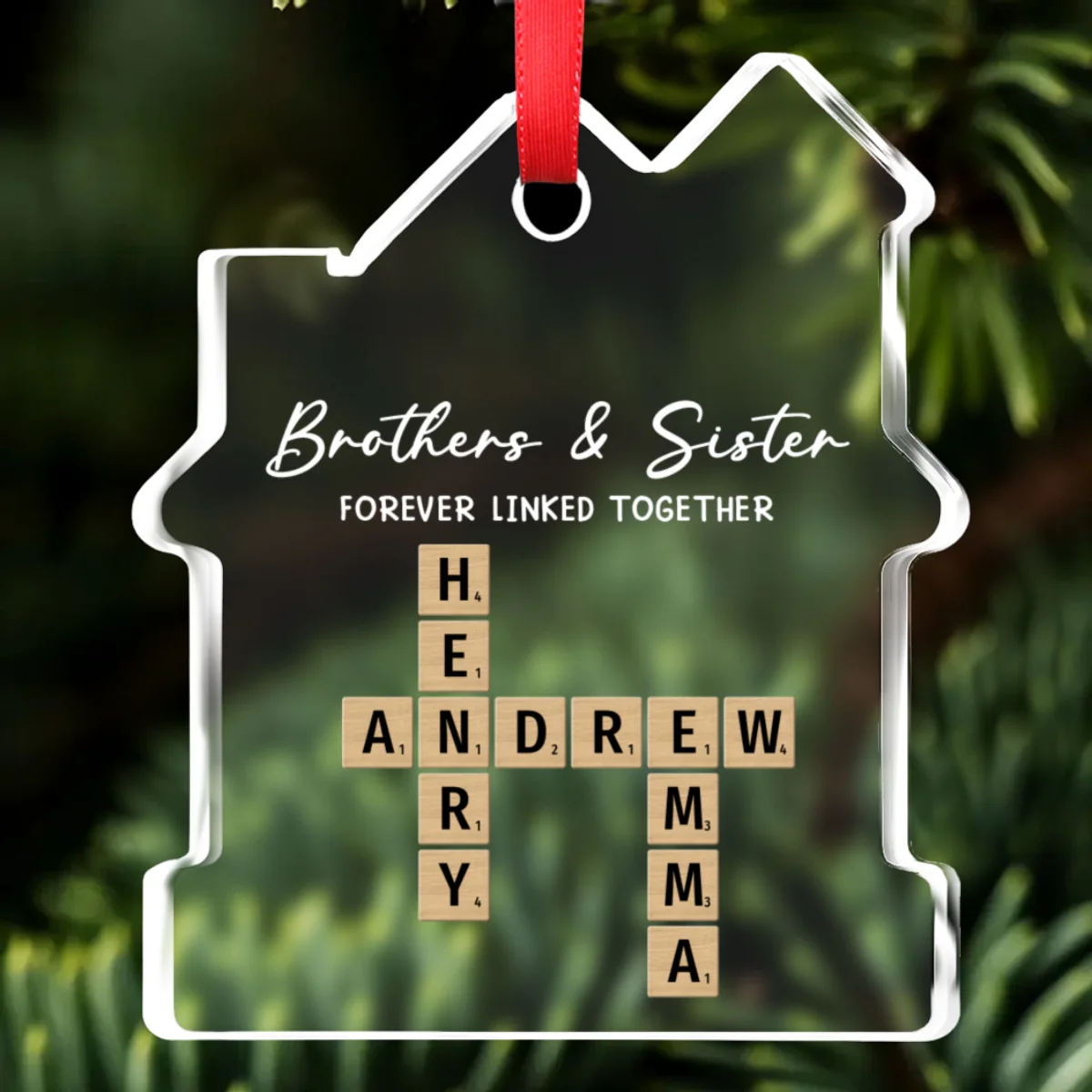 Family Roots Keep Us Together - Personalized Custom House Shaped Glass Ornament - Image 7