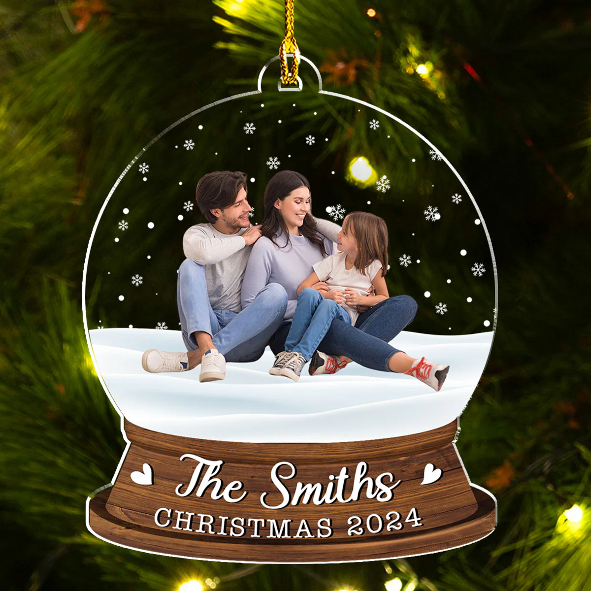 Family Snowglobe - Personalized Custom Acrylic Ornament - Image 2
