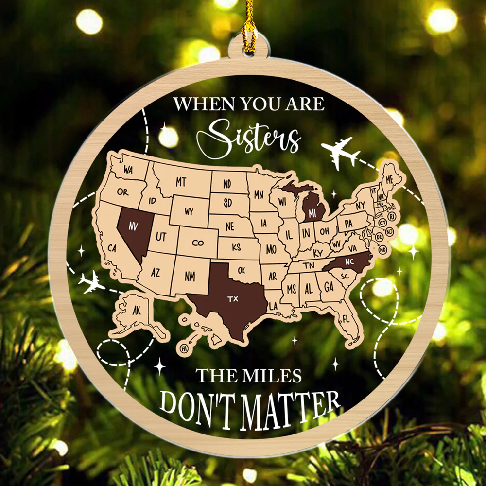 Family The Miles Do Not Matter US States - Personalized Custom Acrylic Ornament - Image 3