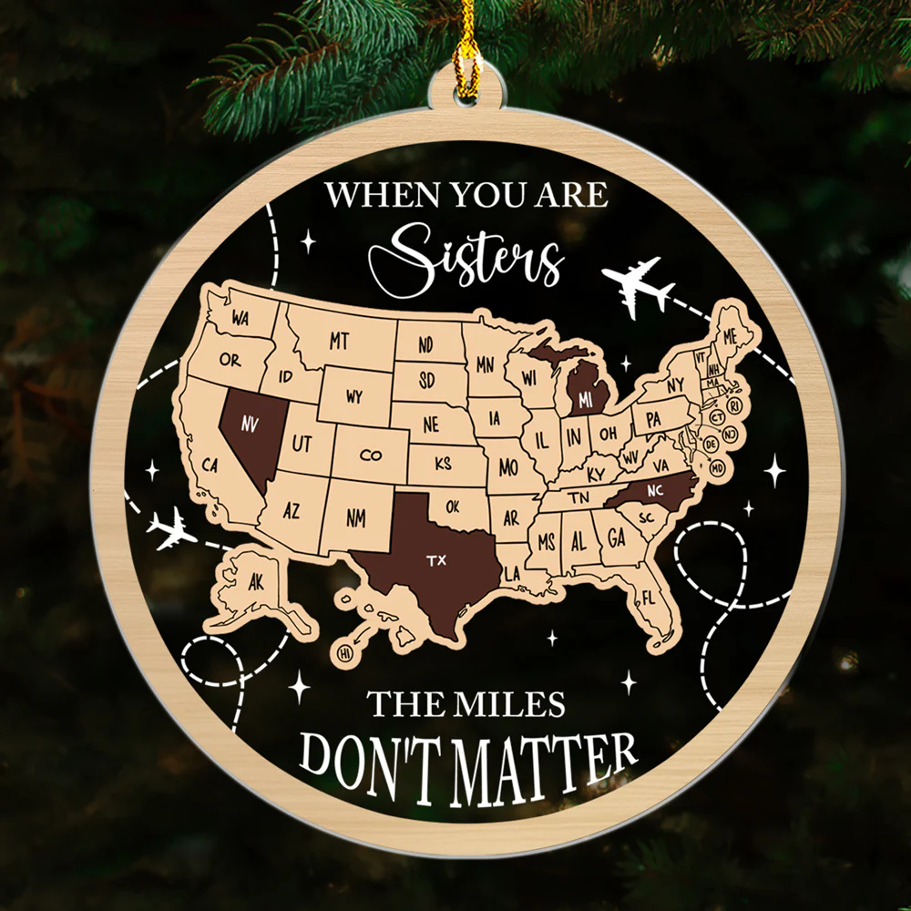 Family The Miles Do Not Matter US States - Personalized Custom Acrylic Ornament - Image 4