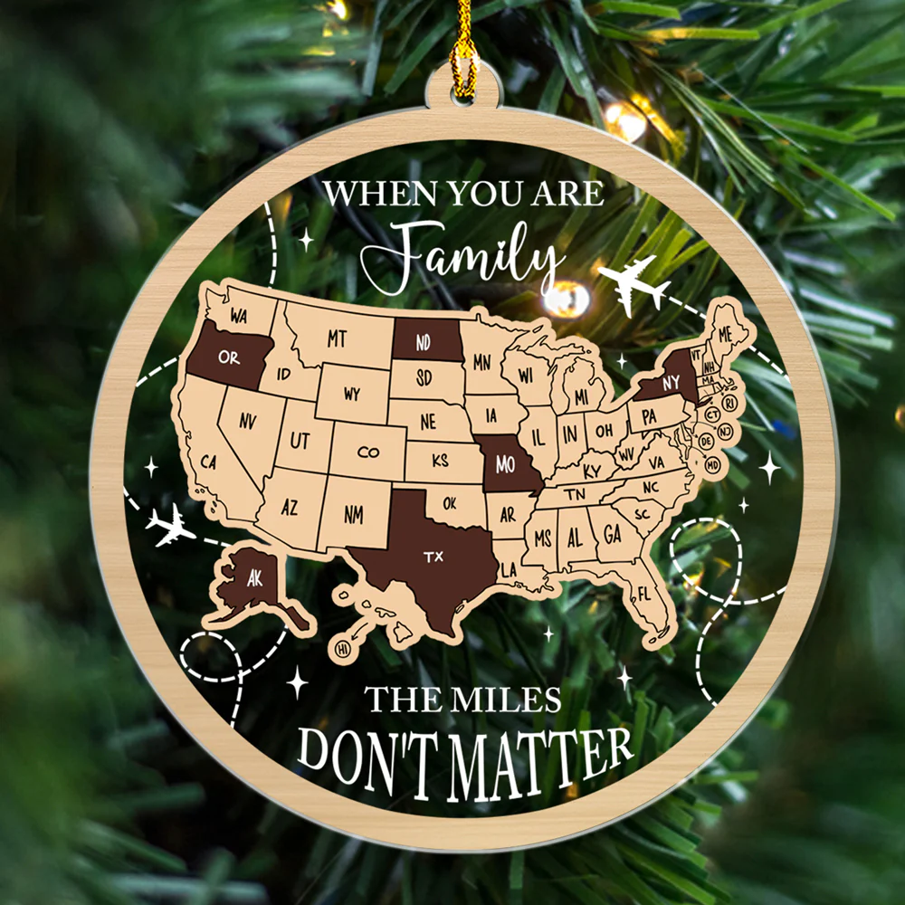 Family The Miles Do Not Matter US States - Personalized Custom Acrylic Ornament - Image 6