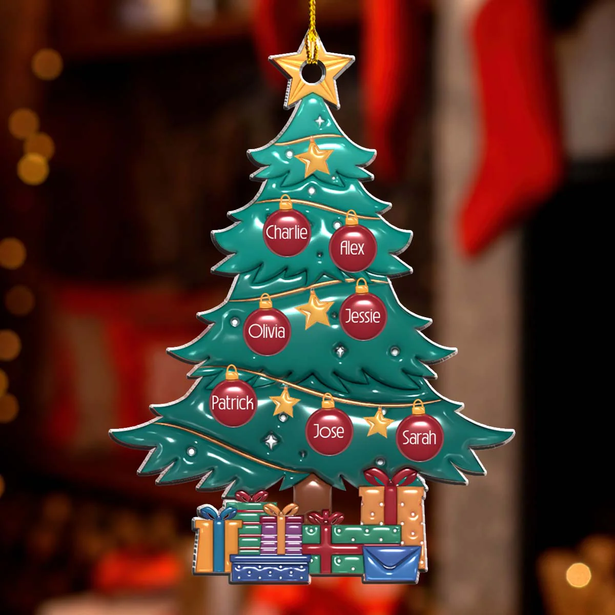 Family Tree Christmas 2024 - Personalized Custom 3D Inflated Effect Acrylic Ornament - Image 2