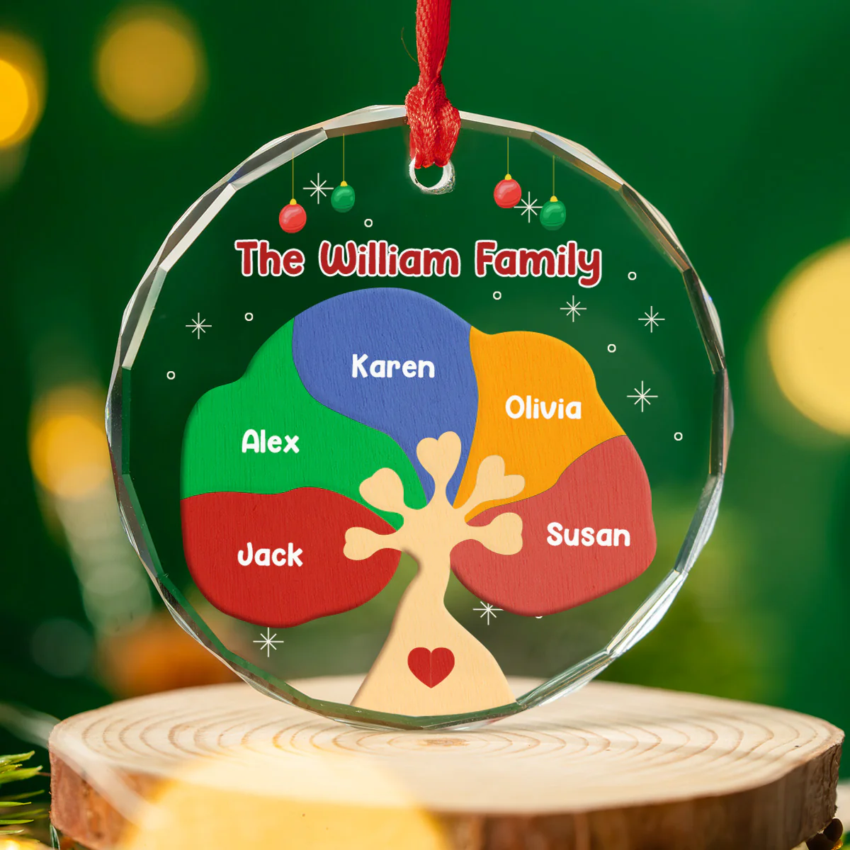 Family Tree - Personalized Custom Glass Ornament - Image 3