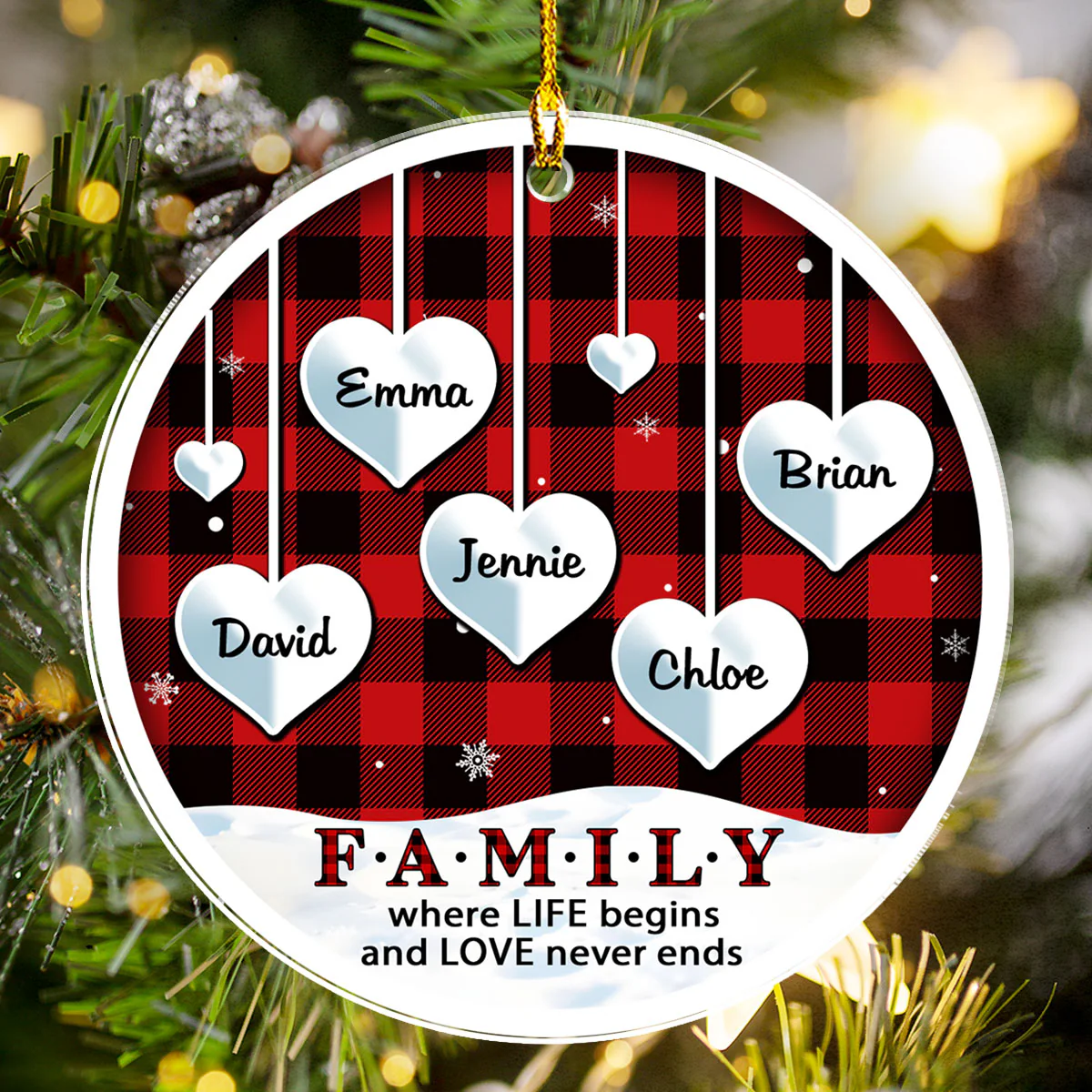 Family Where Life Begins - Personalized Custom Acrylic Ornament - Image 2