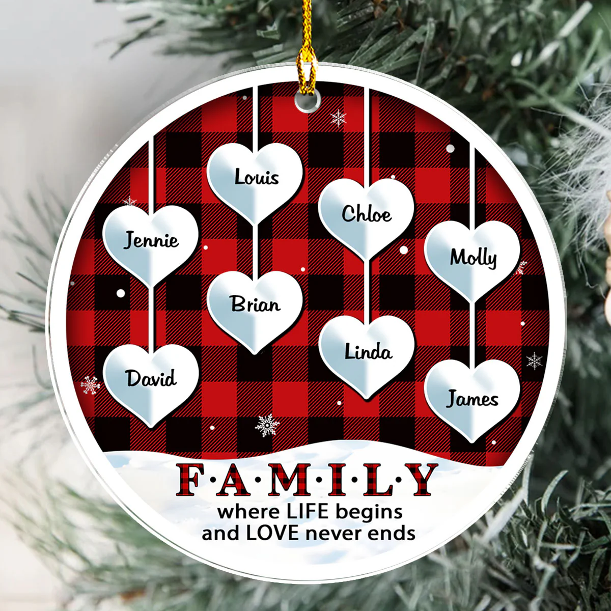 Family Where Life Begins - Personalized Custom Acrylic Ornament - Image 4