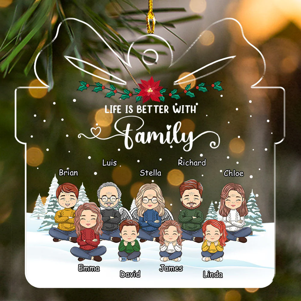 Family Winter Gift - Personalized Custom Acrylic Ornament - Image 4