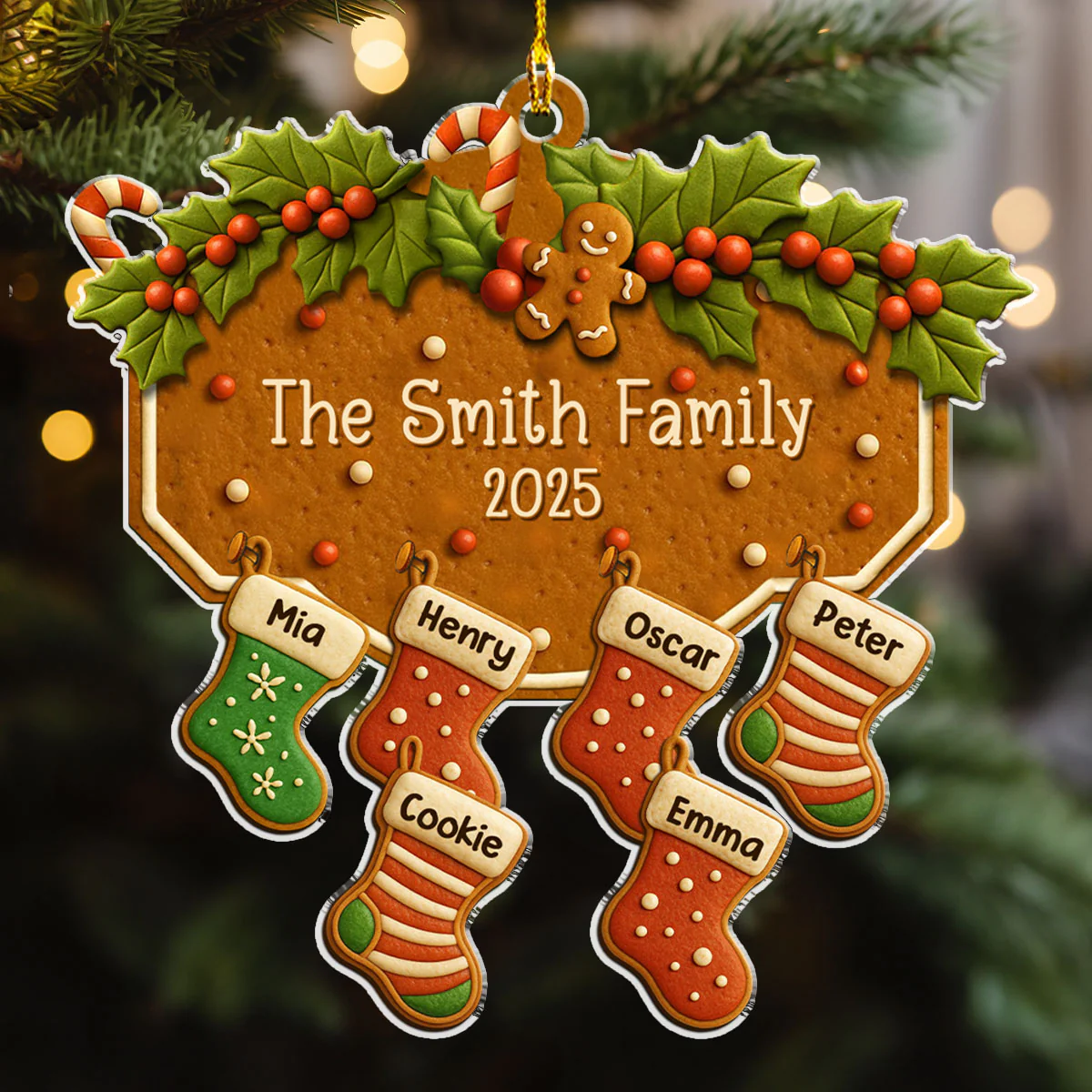 Family With Pet Cookies - Personalized Custom Acrylic Ornament - Image 5