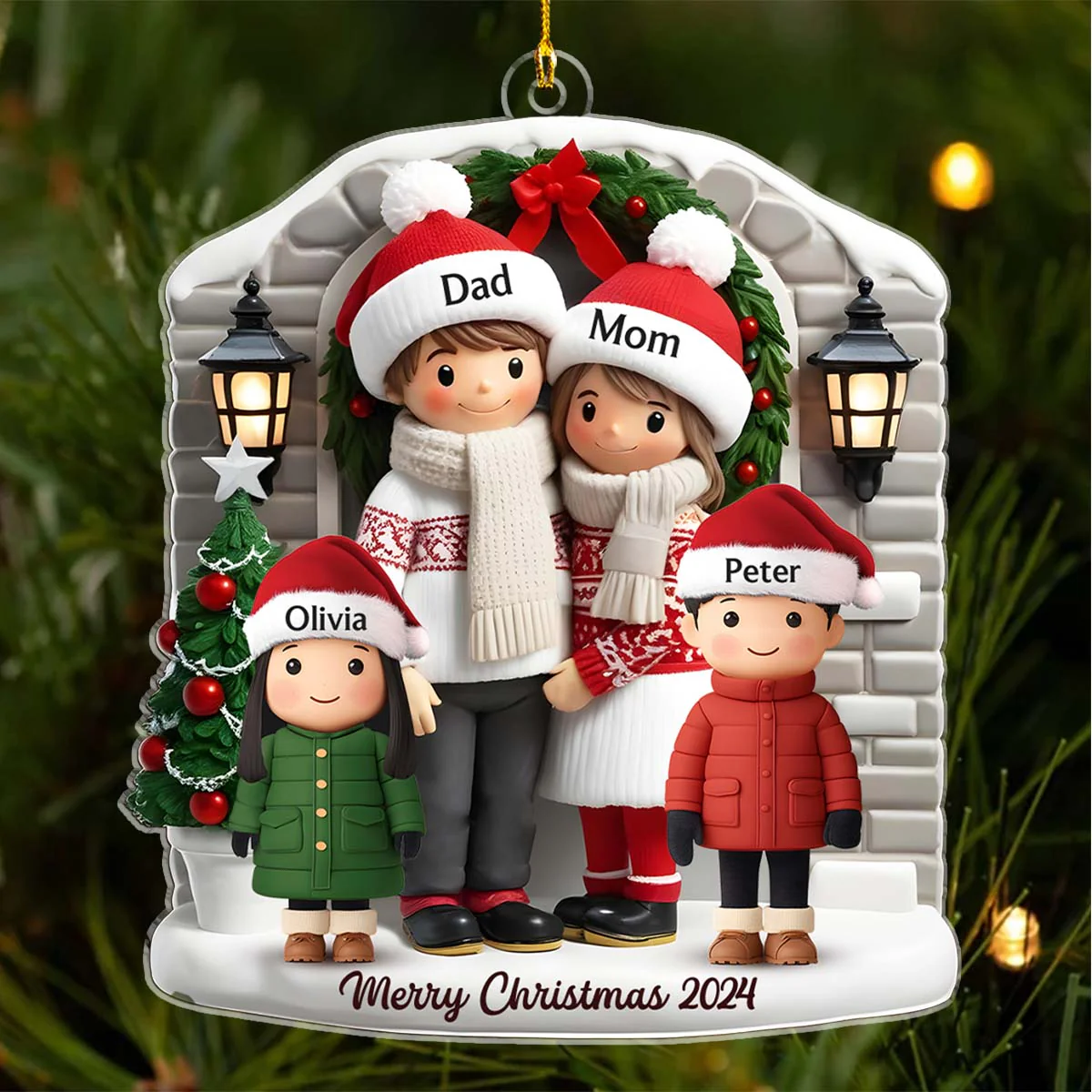 Farmhouse Family Christmas - Personalized Custom Acrylic Ornament - Image 4