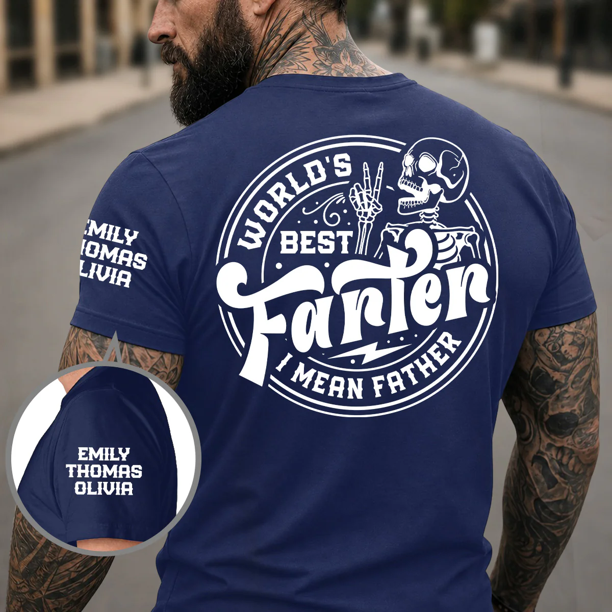 Farter Dad I Mean Father - Personalized Custom Shirt With Design On Sleeve - Image 2