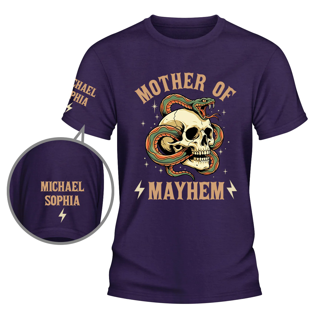 Father Of Mayhem - Personalized Custom Shirt With Design On Sleeve - Image 4