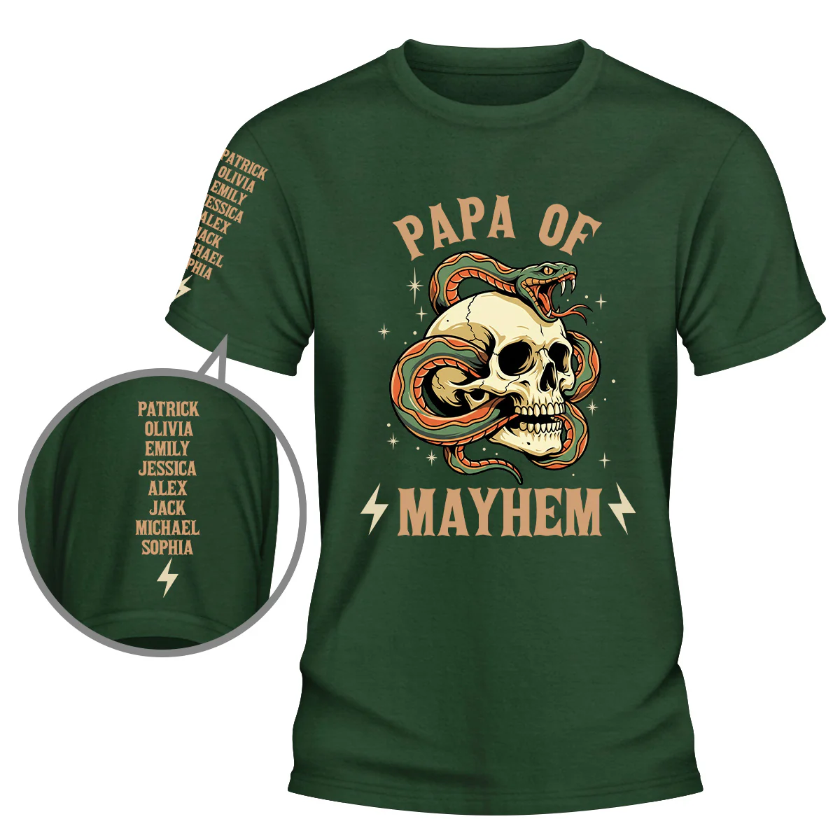 Father Of Mayhem - Personalized Custom Shirt With Design On Sleeve - Image 5