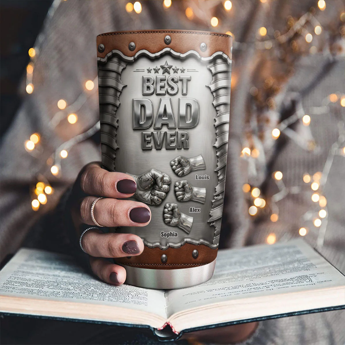 Father Strength - Personalized Custom 3D Effect Tumbler - Image 2