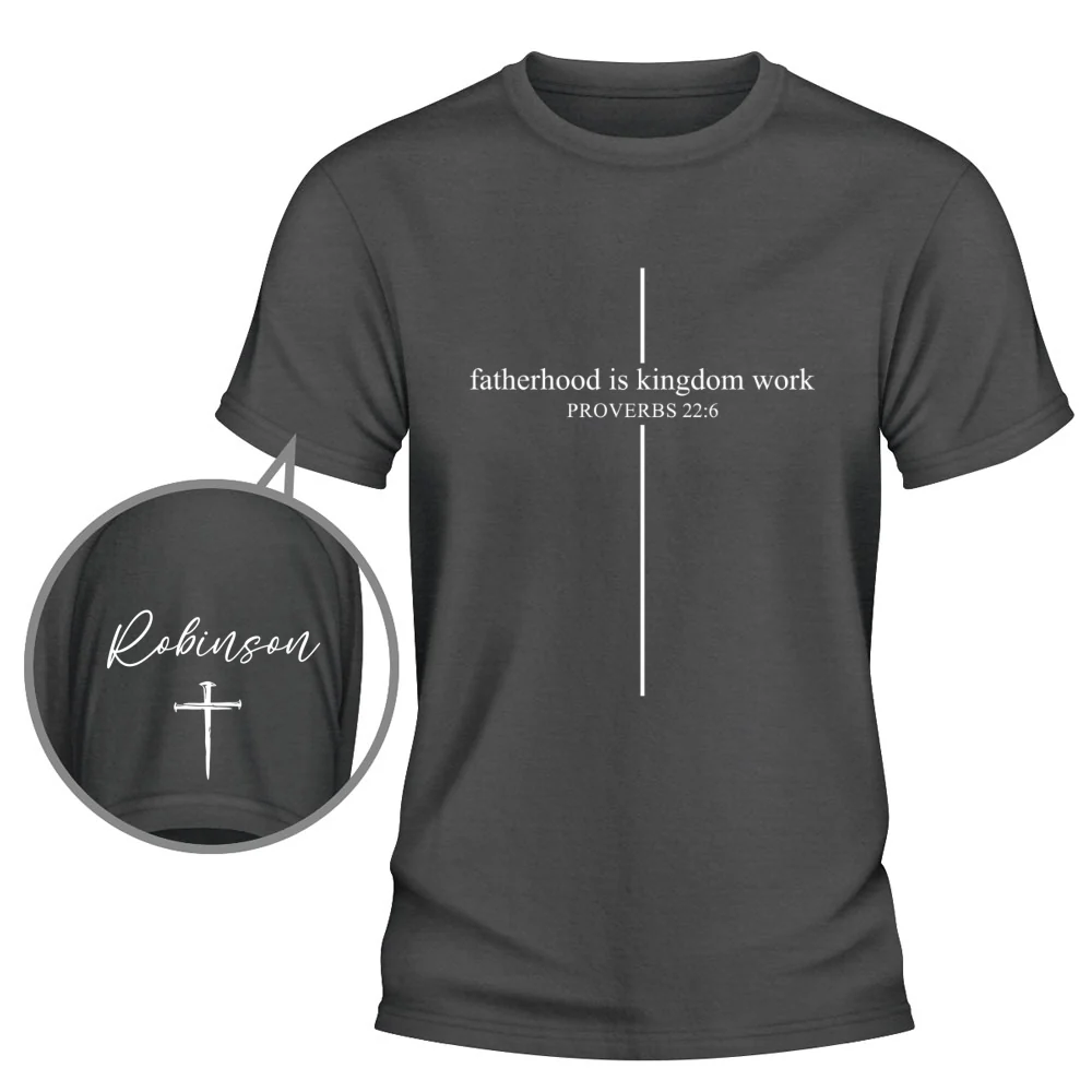 Fatherhood Is Kingdom Work - Personalized Custom Shirt With Design On Sleeve - Image 11