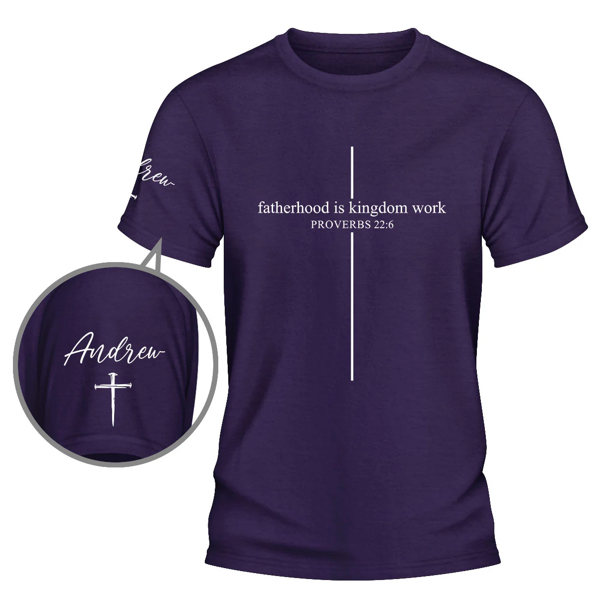 Fatherhood Is Kingdom Work - Personalized Custom Shirt With Design On Sleeve - Image 3