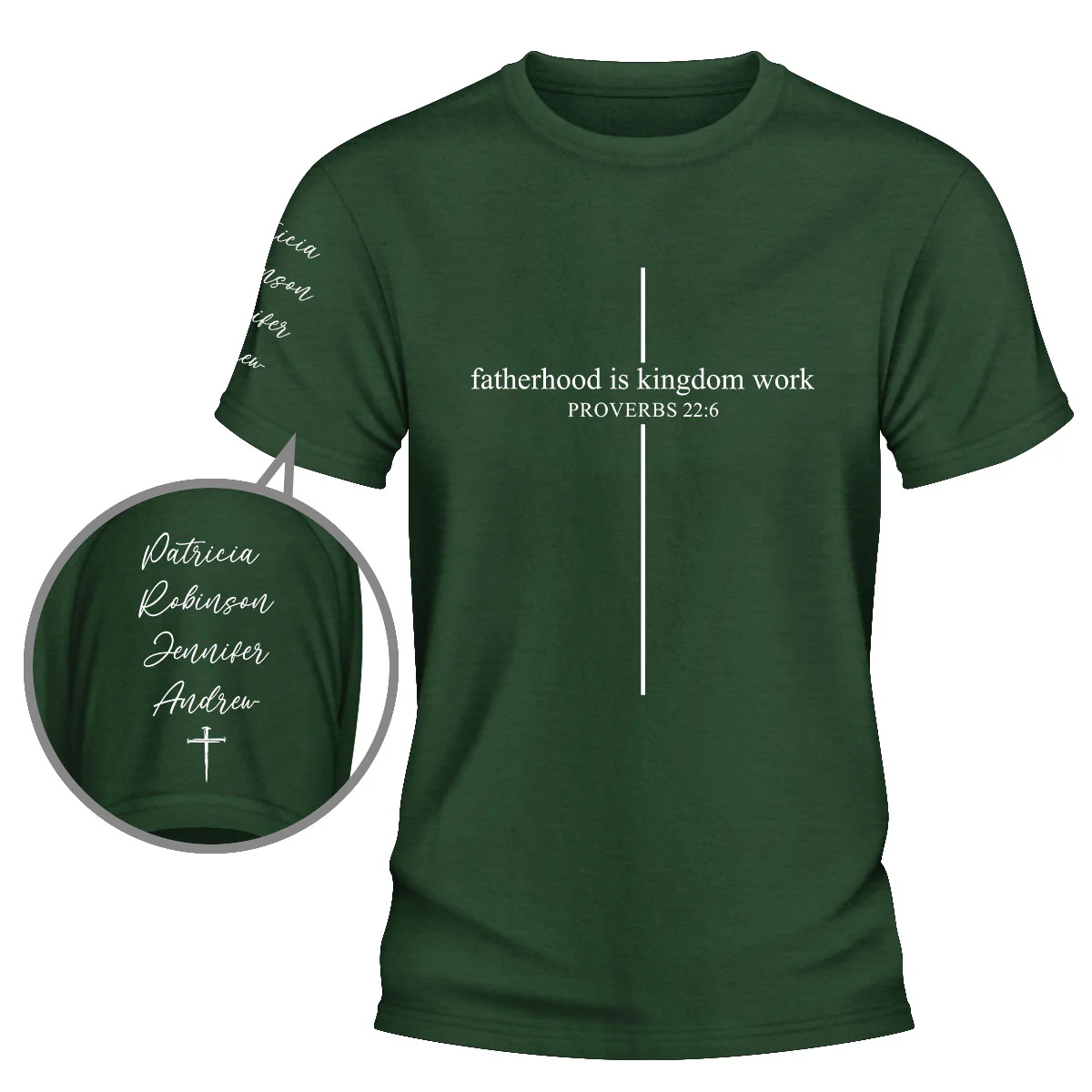 Fatherhood Is Kingdom Work - Personalized Custom Shirt With Design On Sleeve - Image 4