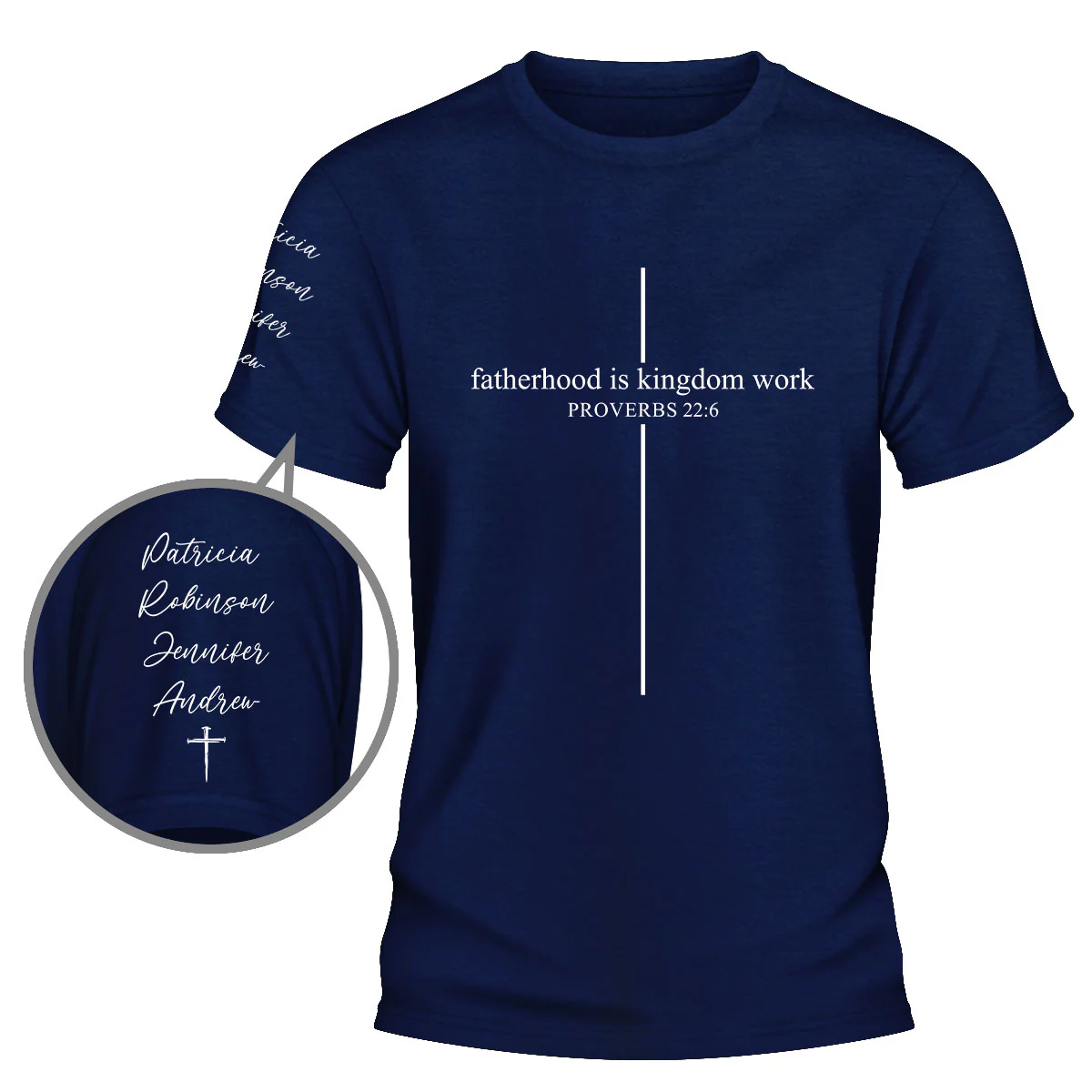 Fatherhood Is Kingdom Work - Personalized Custom Shirt With Design On Sleeve - Image 5