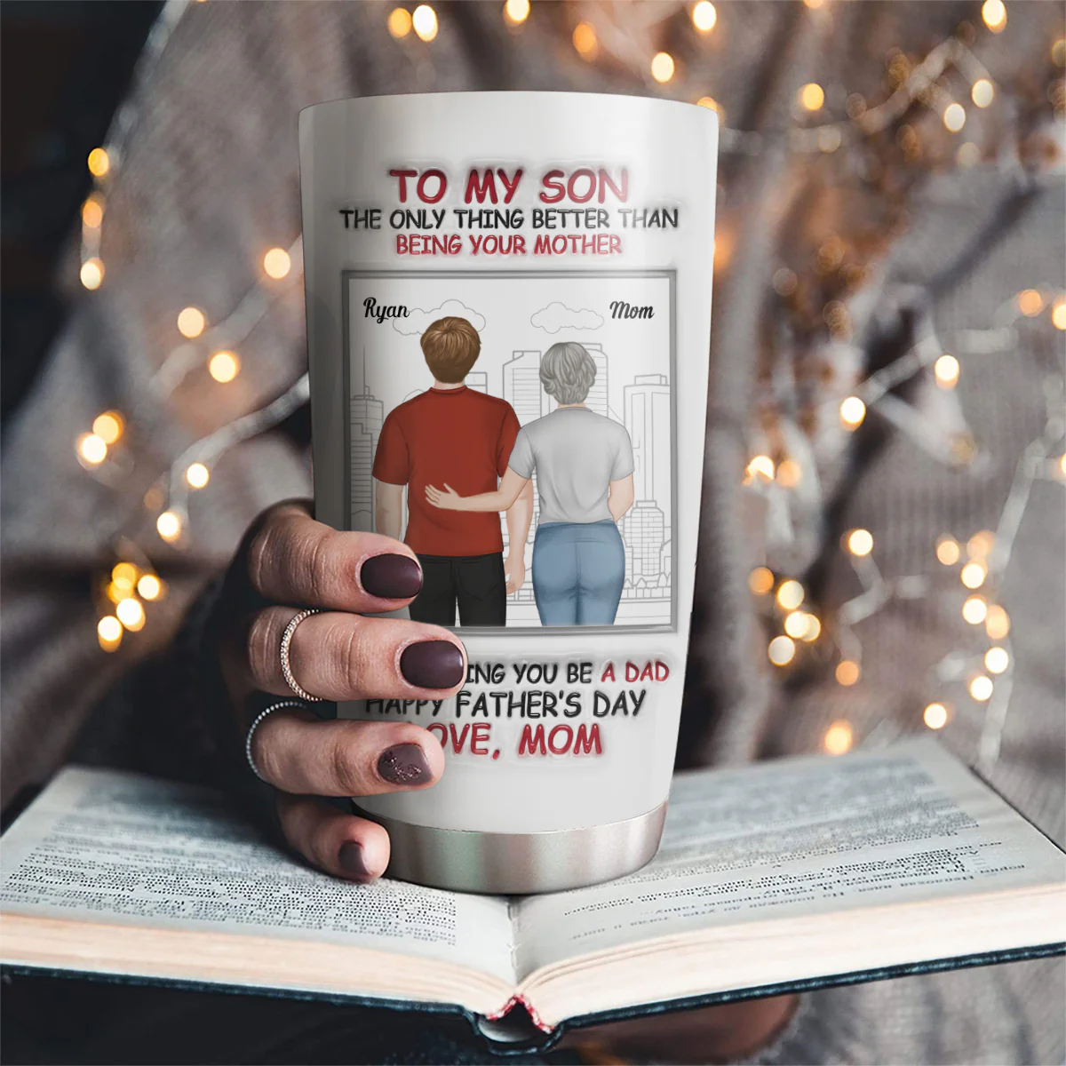 Fatherhood Looks Good On You - Personalized Custom 3D Effect Tumbler - Image 2