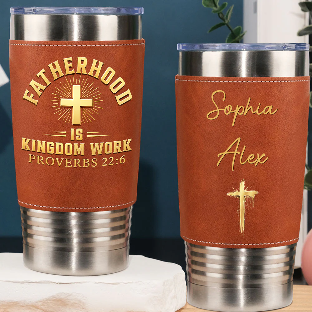 Fatherhood - Personalized Custom Leather Tumbler