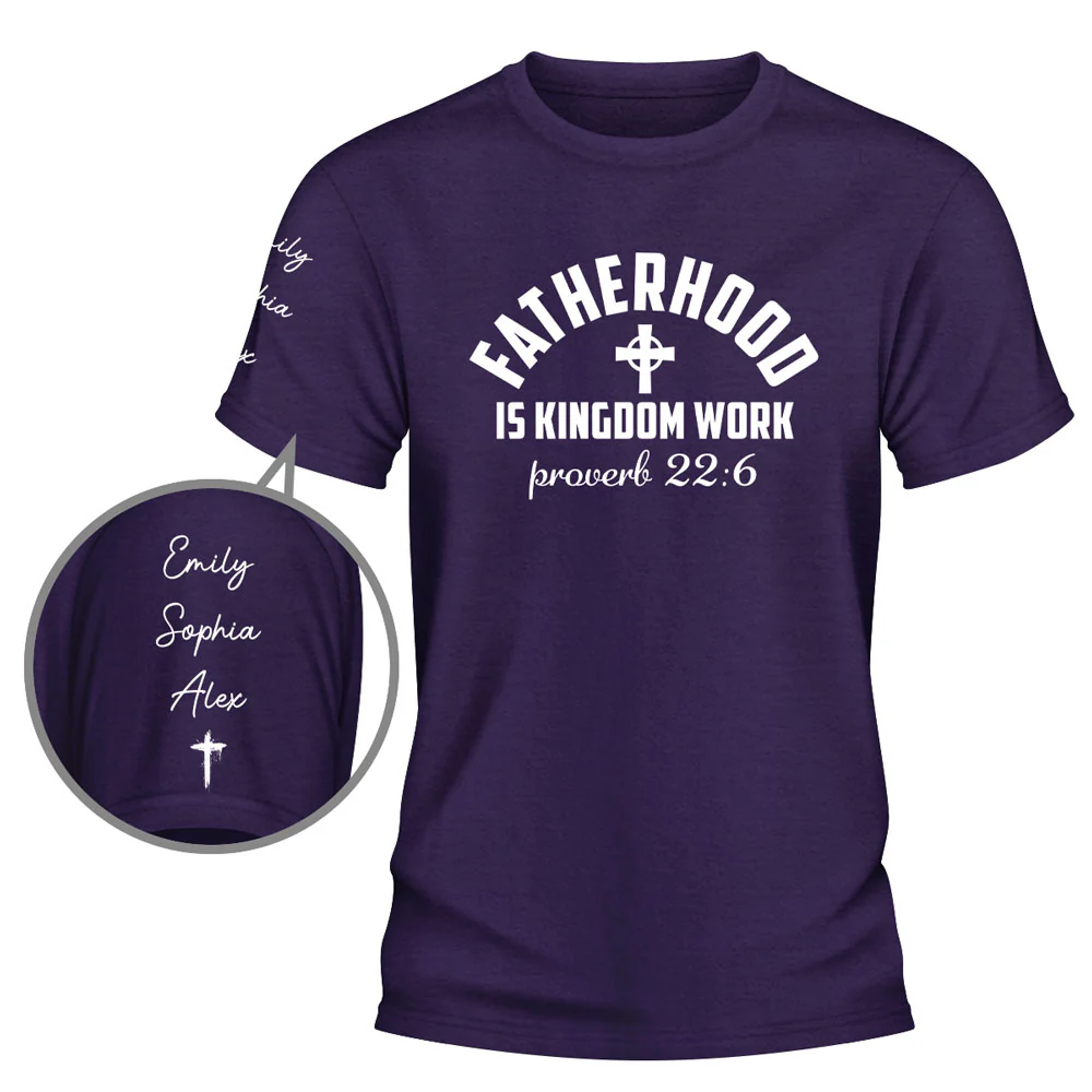 Fatherhood - Personalized Custom Shirt With Design On Sleeve - Image 3