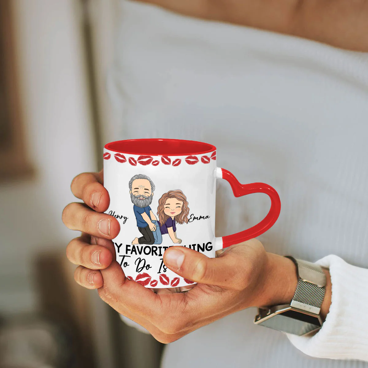 Favorite Cardio - Personalized Custom Heart Handle Mug - Image 5