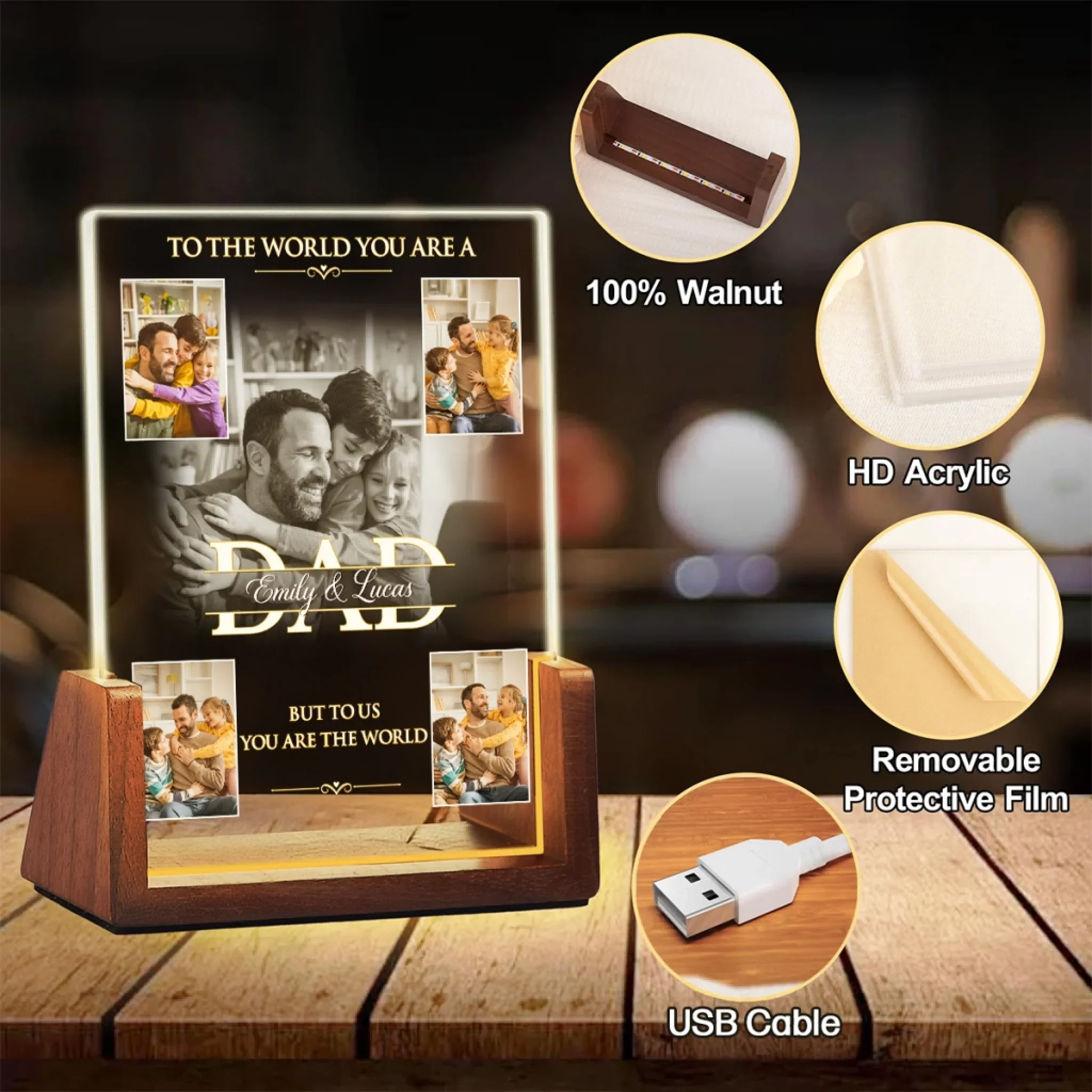 Favorite Memories With Dad - Personalized Custom Night Light - Image 8