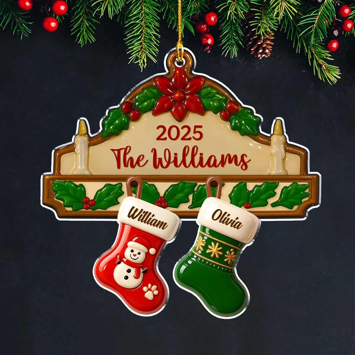 Festive Family Cheer - Personalized Custom Acrylic Ornament - Image 3