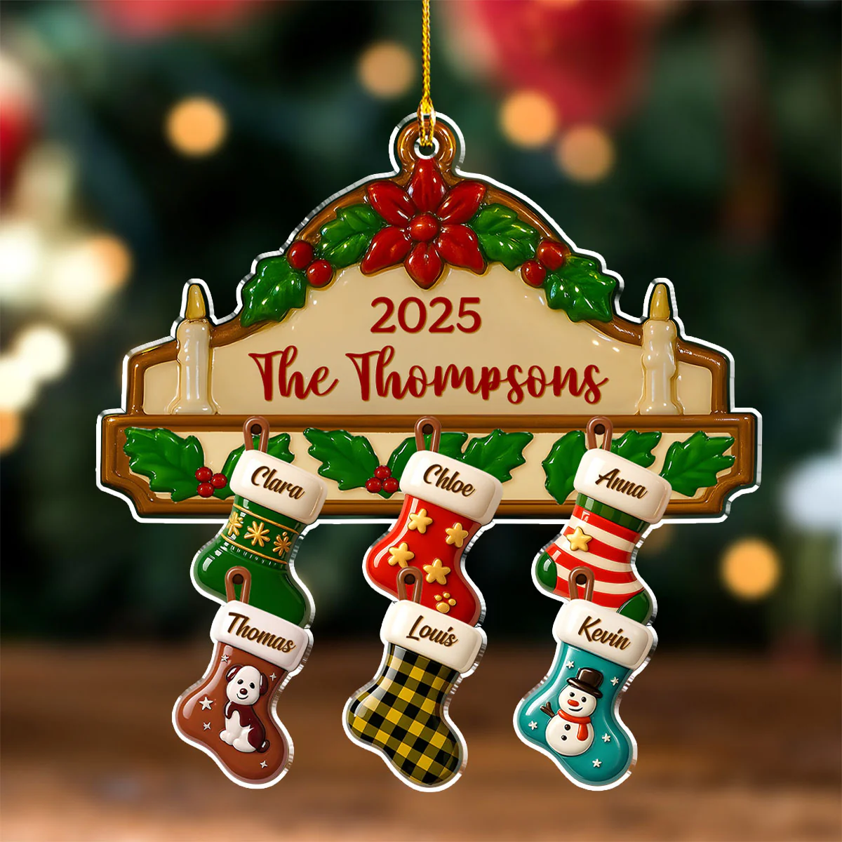 Festive Family Cheer - Personalized Custom Acrylic Ornament - Image 4