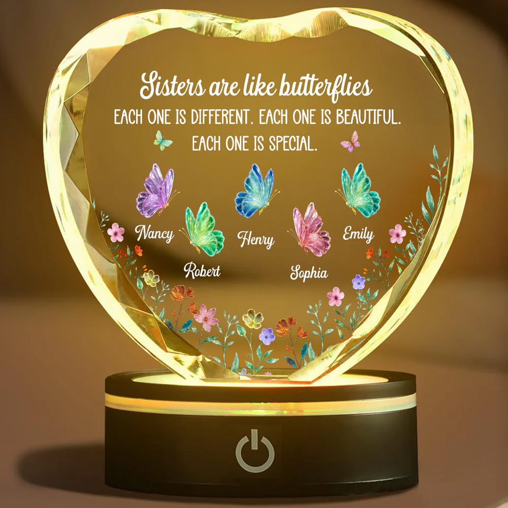 Festive Sister Love - Personalized Custom Crystal Led Light - Image 2