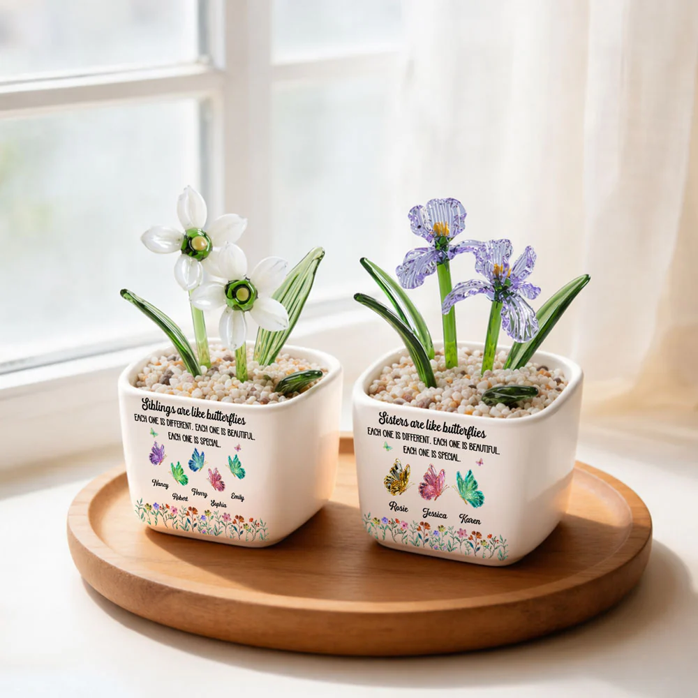 Festive Sister Love - Personalized Custom Glass Birth Month Flower - Image 5