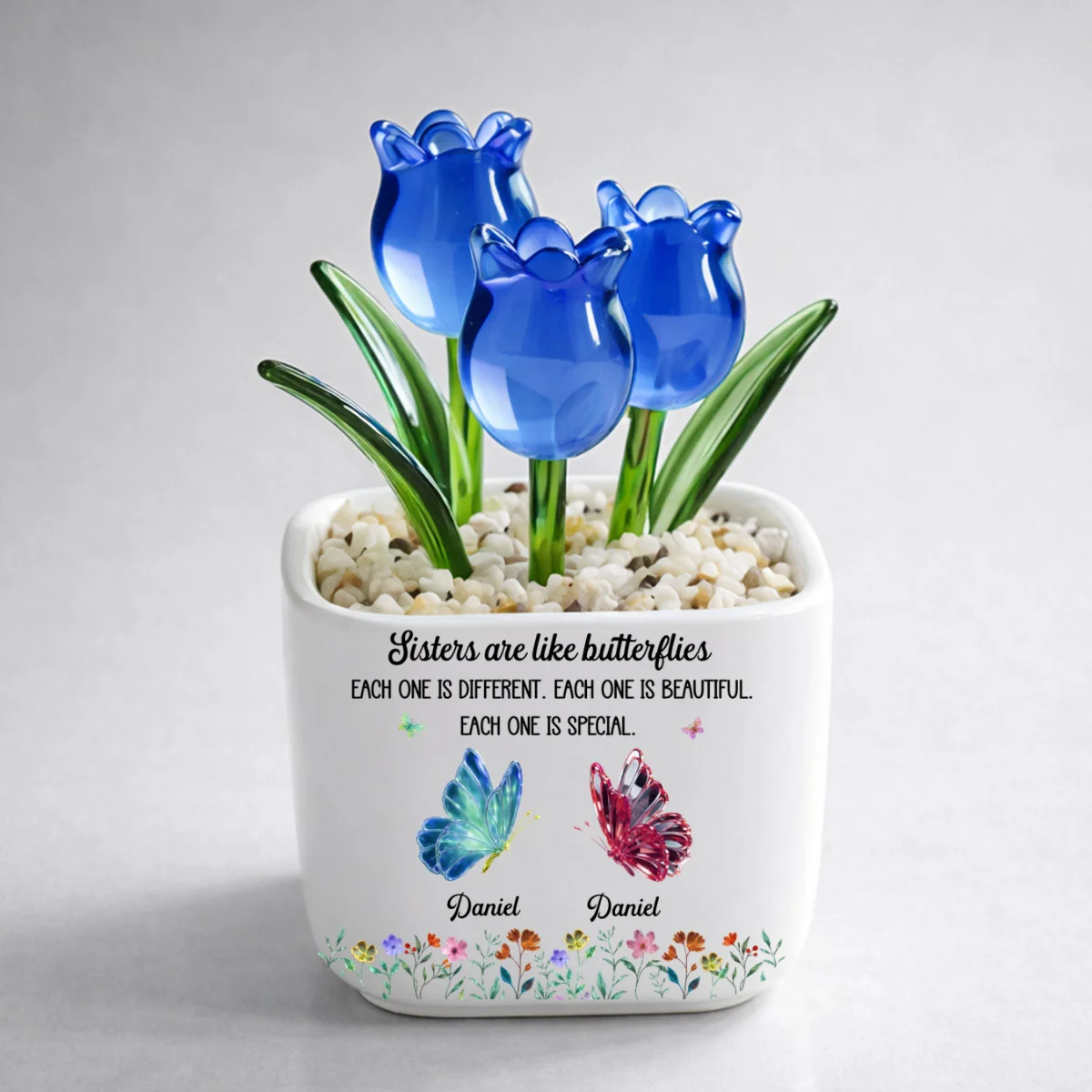 Festive Sister Love - Personalized Custom Glass Everlasting Tulips - Image 6
