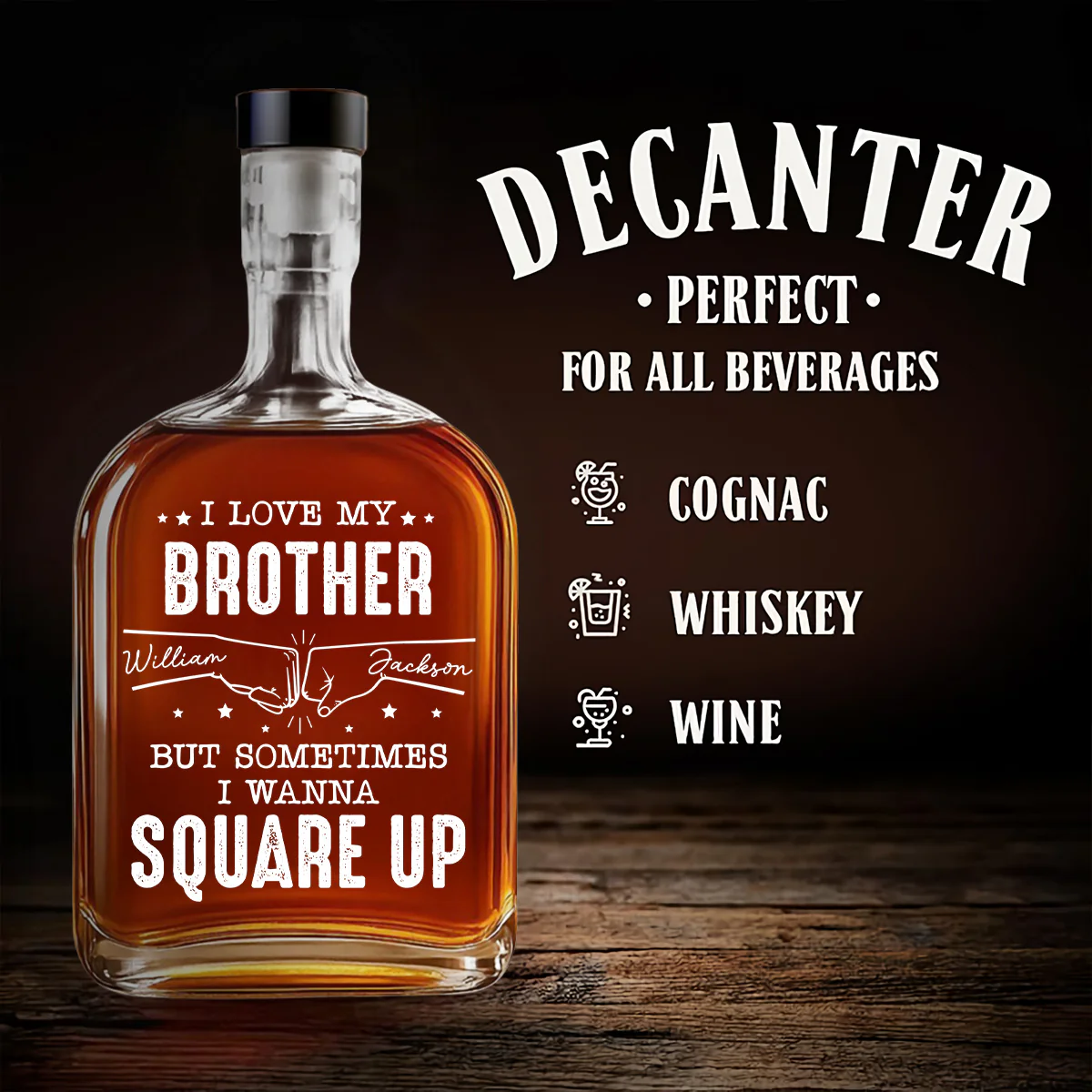 Fighting Yet Loving Each Other - Personalized Custom Spirits Decanter - Image 4