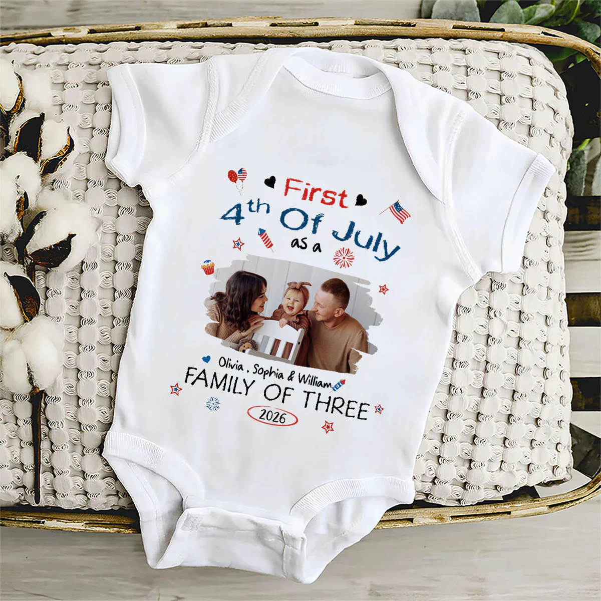 First 4th Of July Photo - Personalized Custom T-shirt And Onesie - Image 2