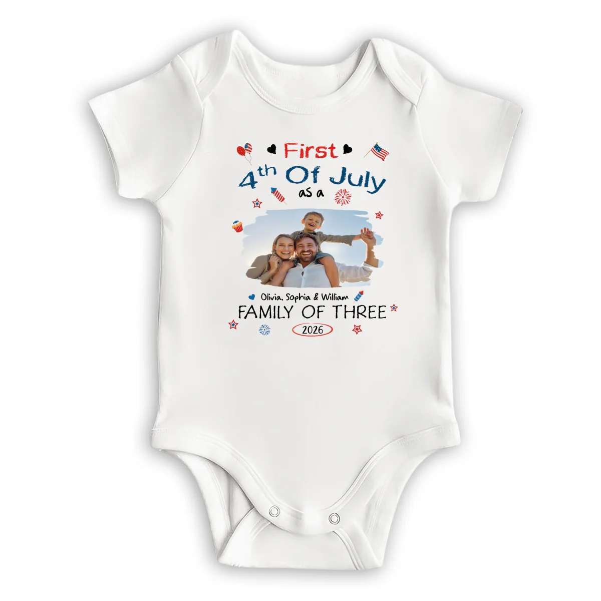 First 4th Of July Photo - Personalized Custom T-shirt And Onesie - Image 8