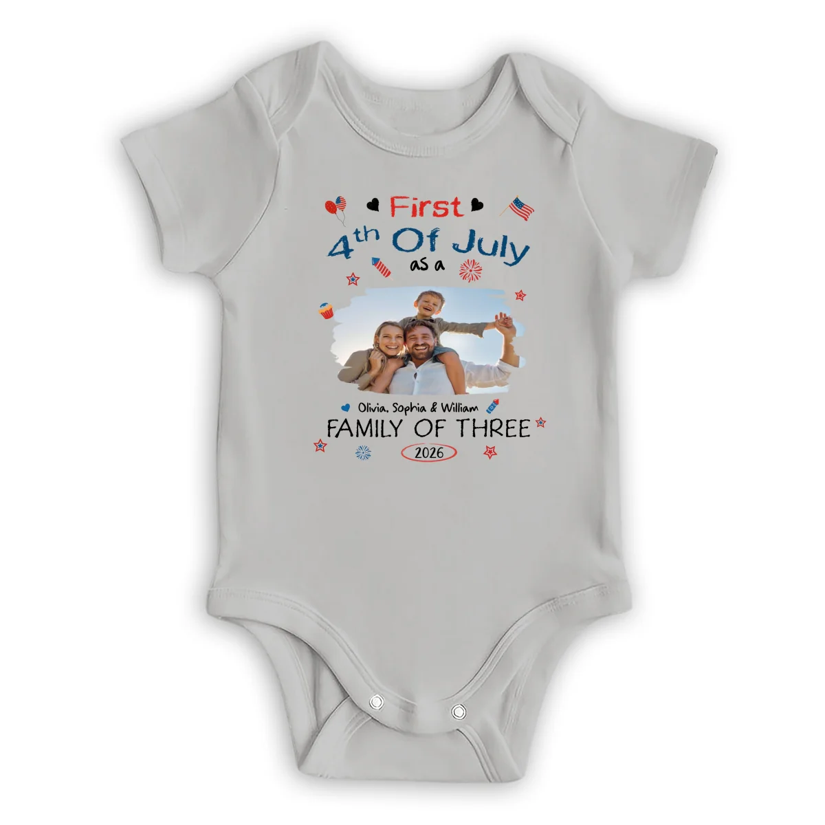 First 4th Of July Photo - Personalized Custom T-shirt And Onesie - Image 9