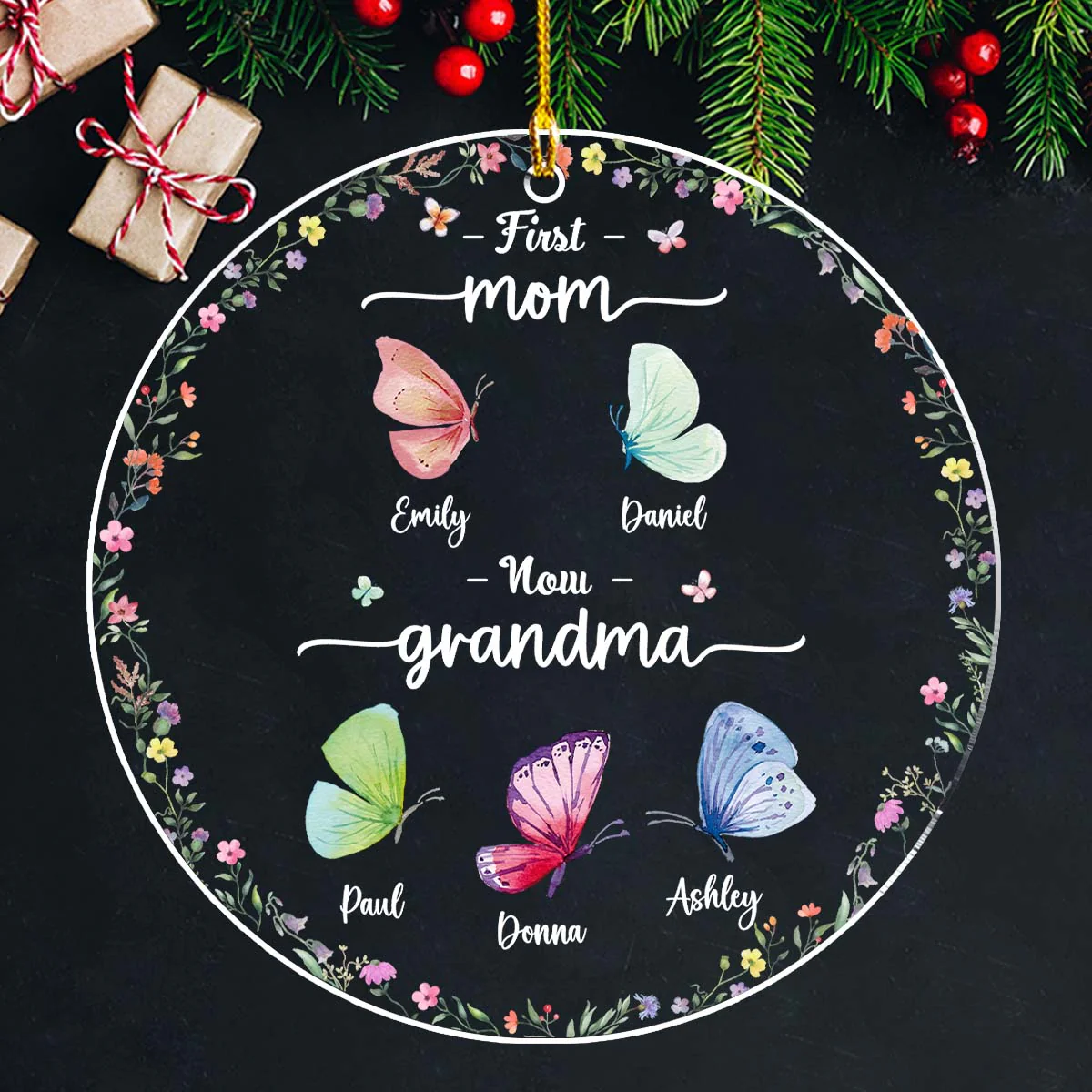 First And Now - Personalized Custom Acrylic Ornament - Image 4