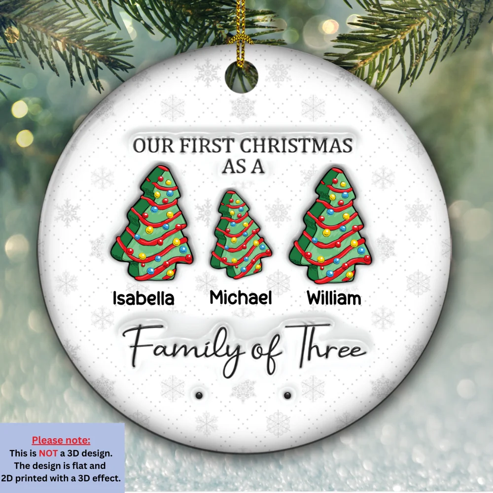 First Christmas Christmas Tree Cakes - Personalized Custom 3D Inflated Effect Ceramic Ornament - Image 5