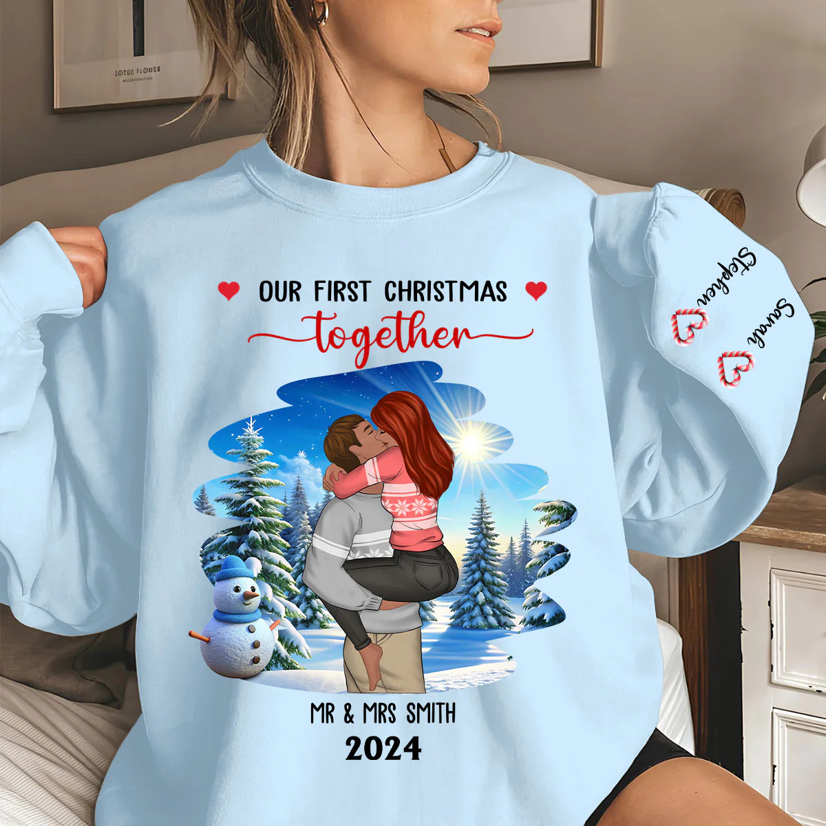 First Christmas Couple - Personalized Custom Sweatshirt - Image 4