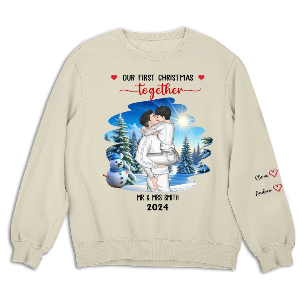 First Christmas Couple - Personalized Custom Sweatshirt - Image 9